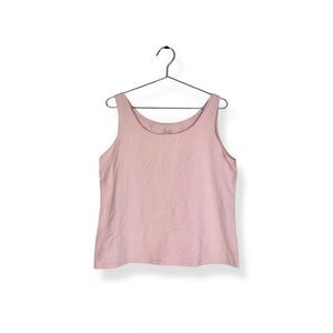 Eileen Fisher Organic Cotton Stretchy Soft Pink Scoop Neck Tank Top